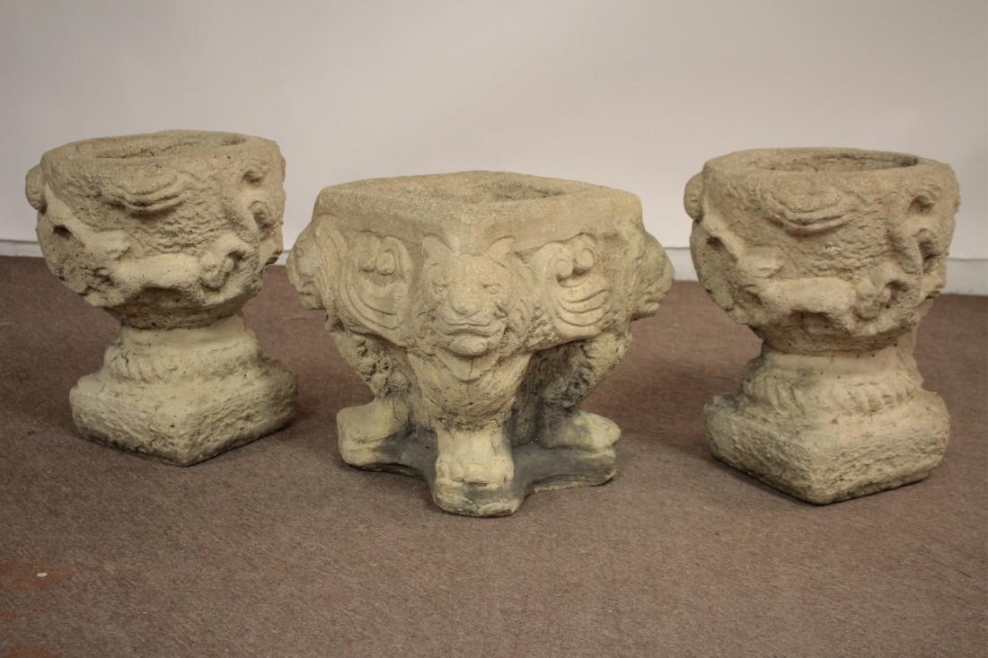 3 Classical English Stone Cast Urn Planters (1 of 4)