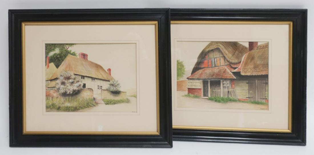 F. E. Smith, 20th C., 2 English Cottages, W/C (1 of 1)