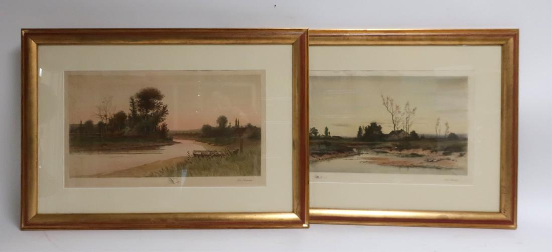 2 Colored Engravings, Salt Meadow & Landscape (1 of 3)
