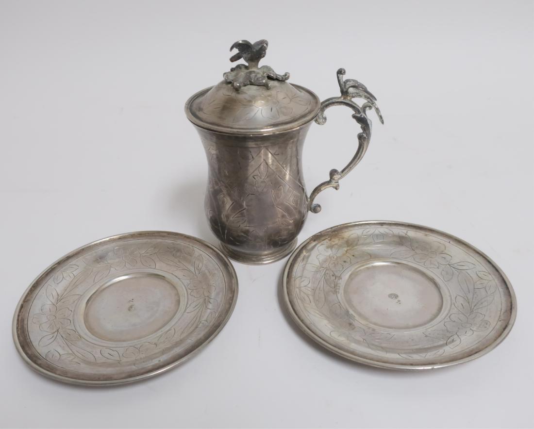 Lebanese .800 Silver Covered Cup & Saucers (1 of 2)