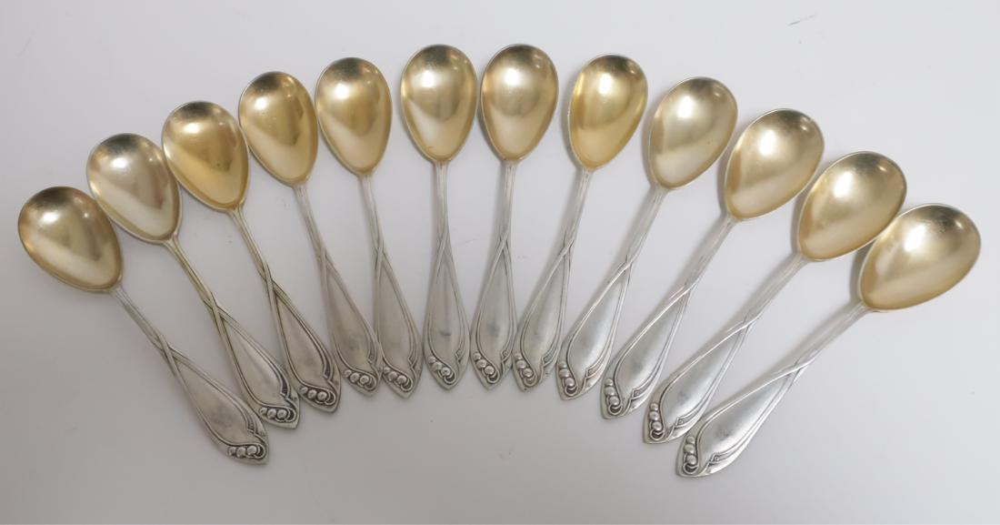 Set of (12) .800 Silver Egg Spoons, Gilt Bowls (1 of 2)