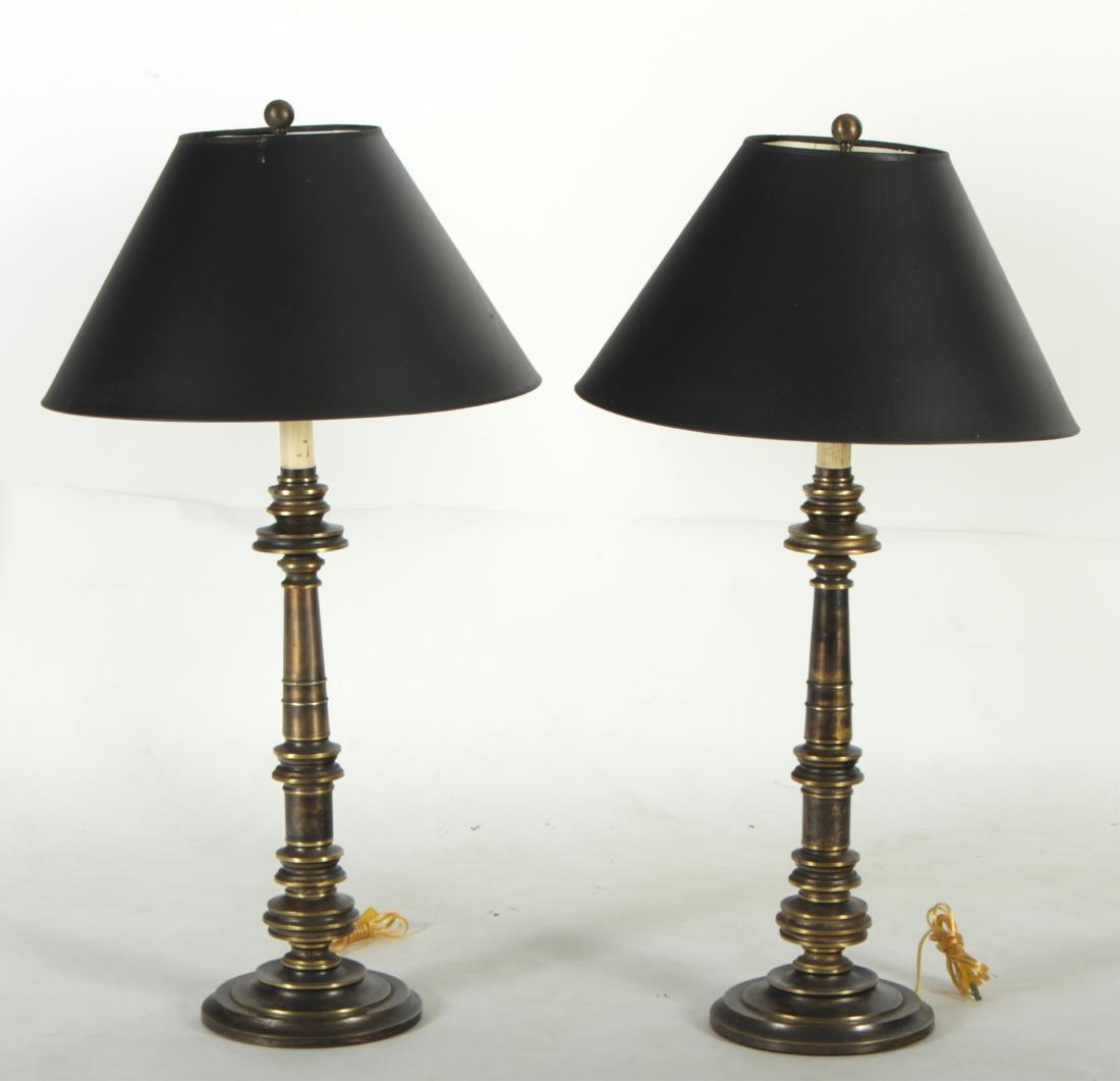 Pair Bronze Patinated and Tiered Table Lamps (1 of 4)