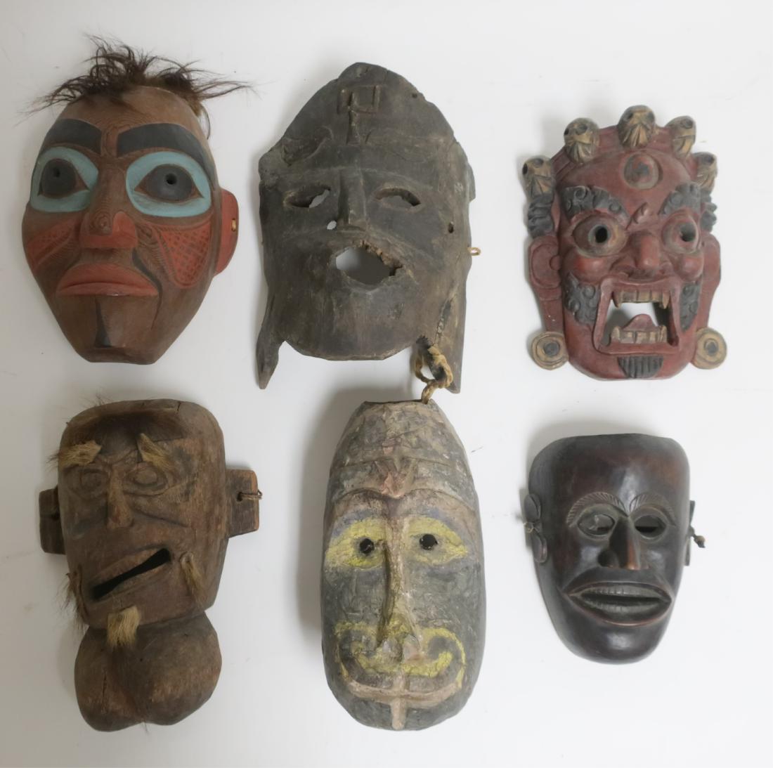 Vintage Carved Wood Ethnic Masks (1 of 1)