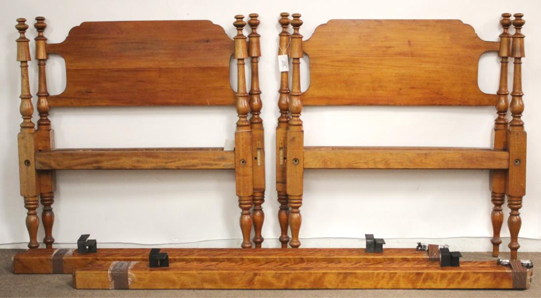 Pair of Pine and Cherry Twin Beds (1 of 2)