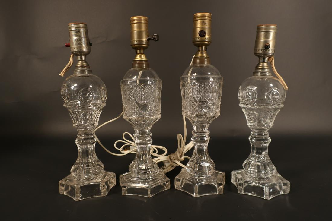 Four 19th century Pressed Glass Fluid Lamps (1 of 4)