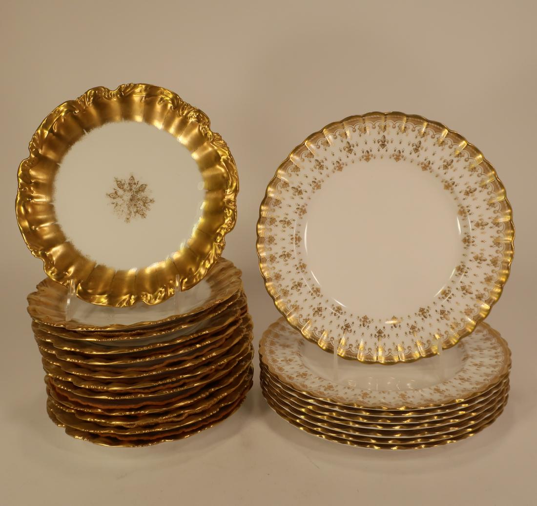 12 Flambeau Limoges & 8 Spode Luncheon PLates