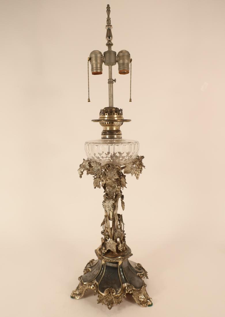 Glass and Silverplate Victorian Lamp (1 of 5)