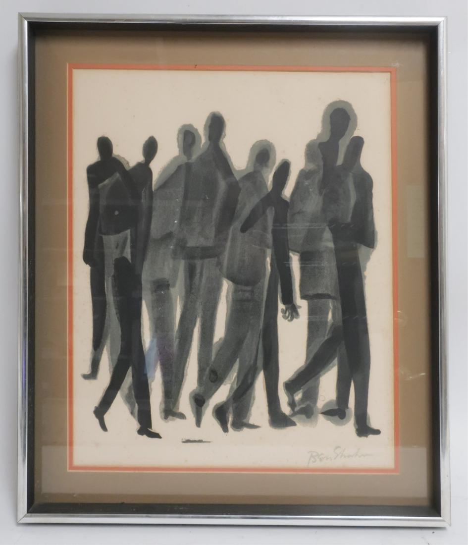 Ben Shahn (1898-1969),  print , figures in silhouette. (1 of 2)