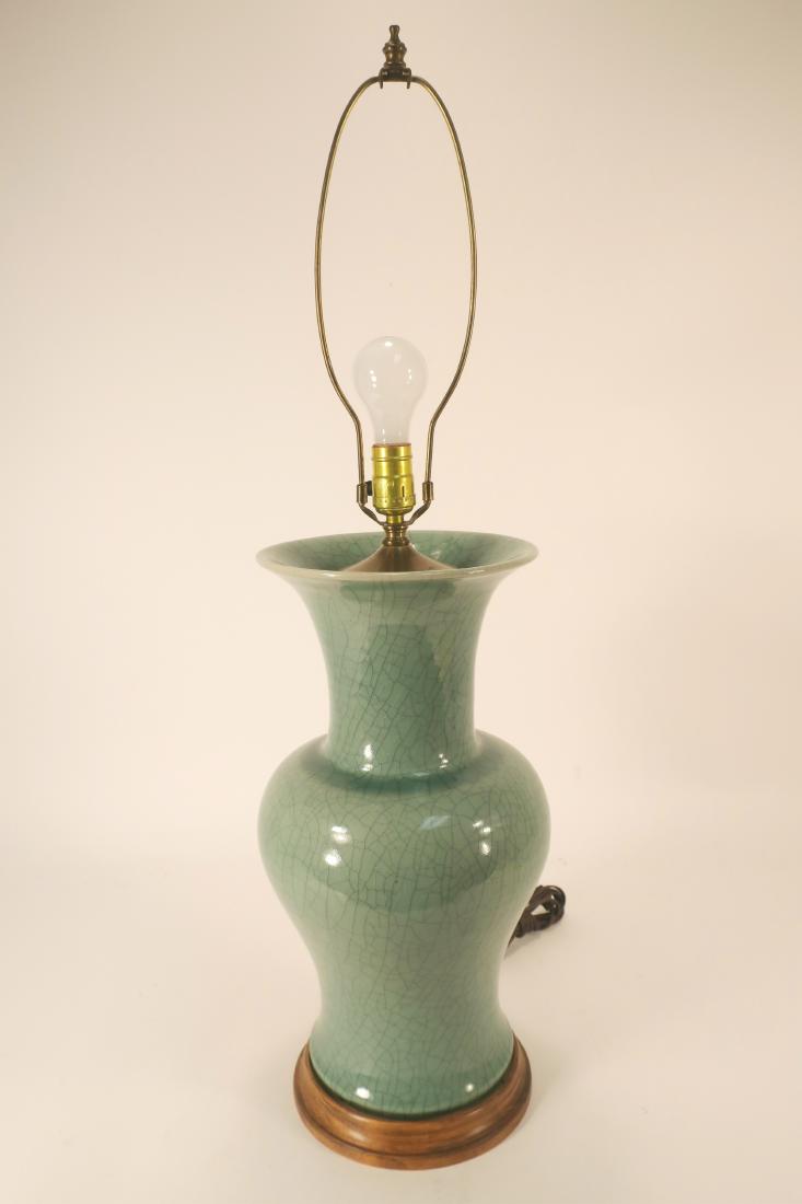 Asian Celadon Tall Vase as Lamp (1 of 5)