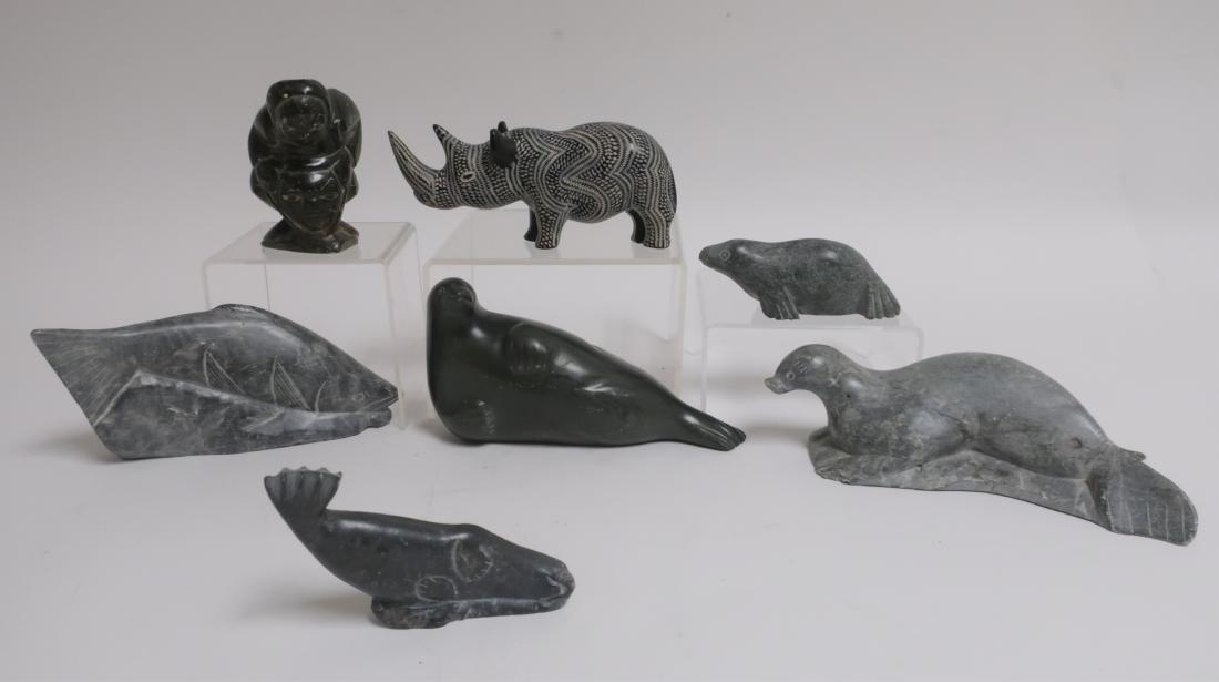 (6) Inuit Stone Carvings + Rhinoceros (1 of 2)
