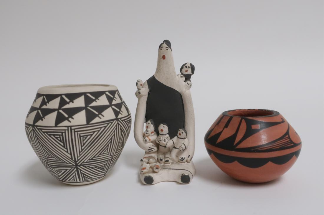 (3) Acoma Pottery Cabinet Articles (1 of 2)
