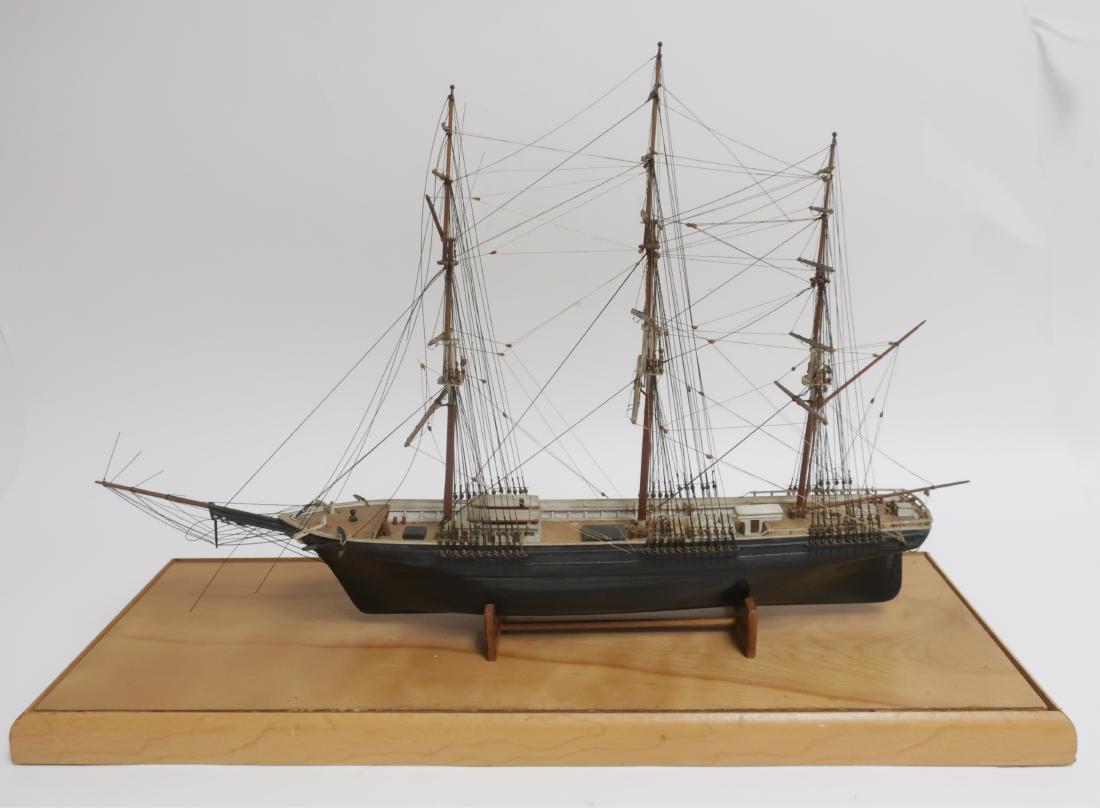 Wood Ship Model in Glass Box (1 of 2)