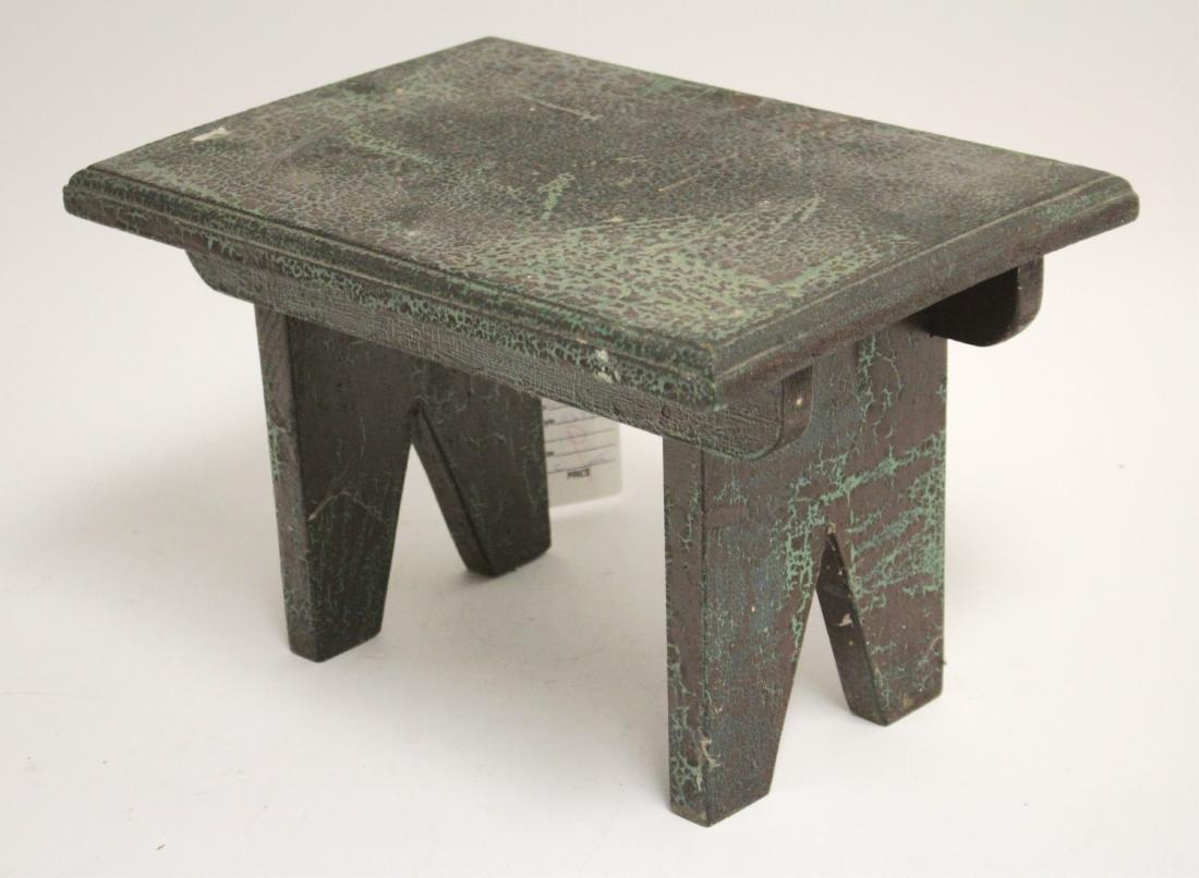 Small Green Painted Oak Foot Stool (1 of 2)