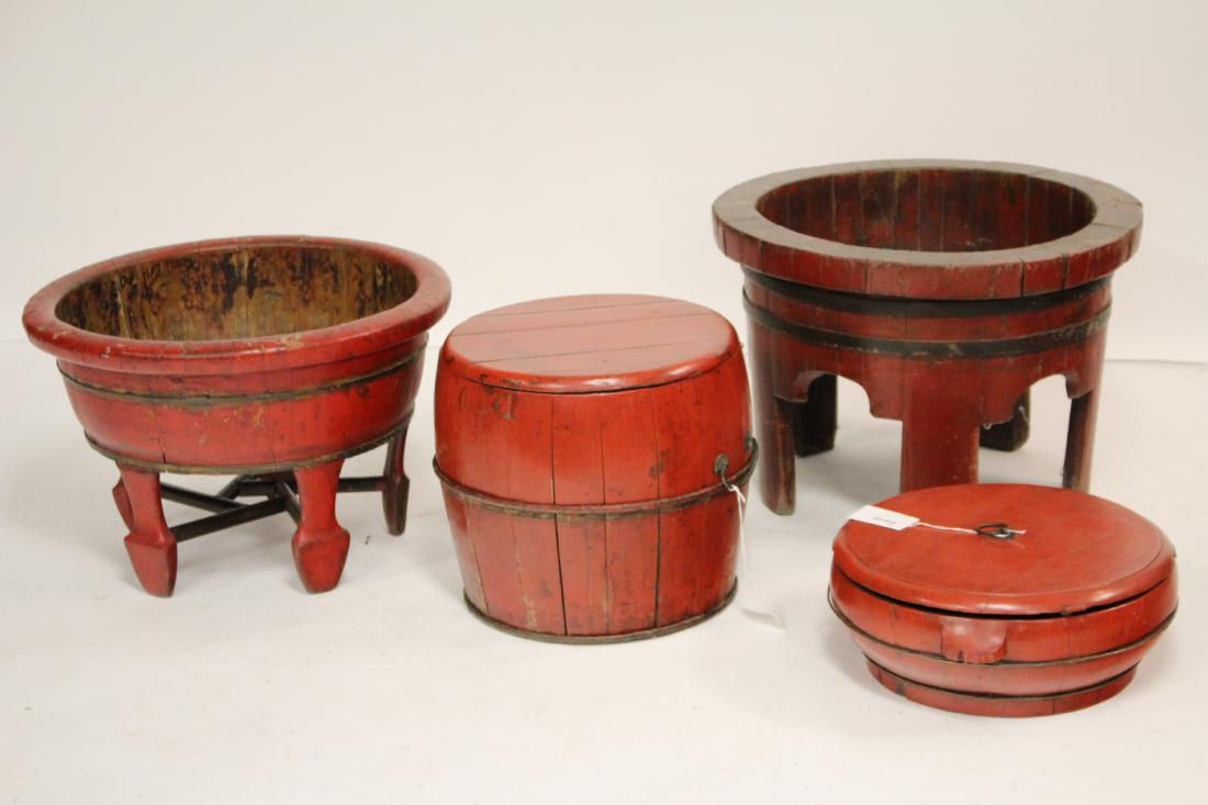 Four Chinese Red Lacquer Vessels (1 of 4)
