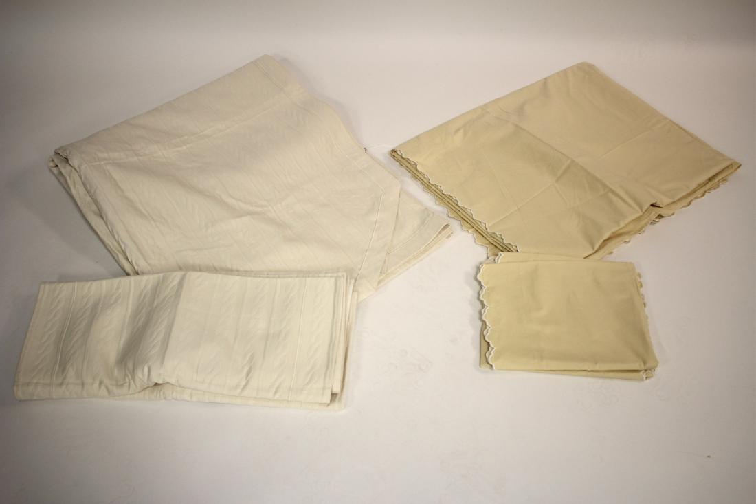 PAM Firenze Luxury Italian Bed Linens: PAM Firenze Luxury Italian Bed Linens, in cream and off white colors,8 pieces includes 4 king size mattelasse pillow shams with 1 matching coverlet along with 1 cotton scallop edge duvet cover and 2 m