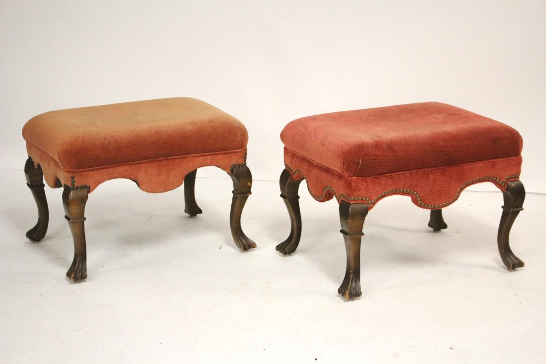 Pair of William & Mary Style Upholstered Stools (1 of 3)