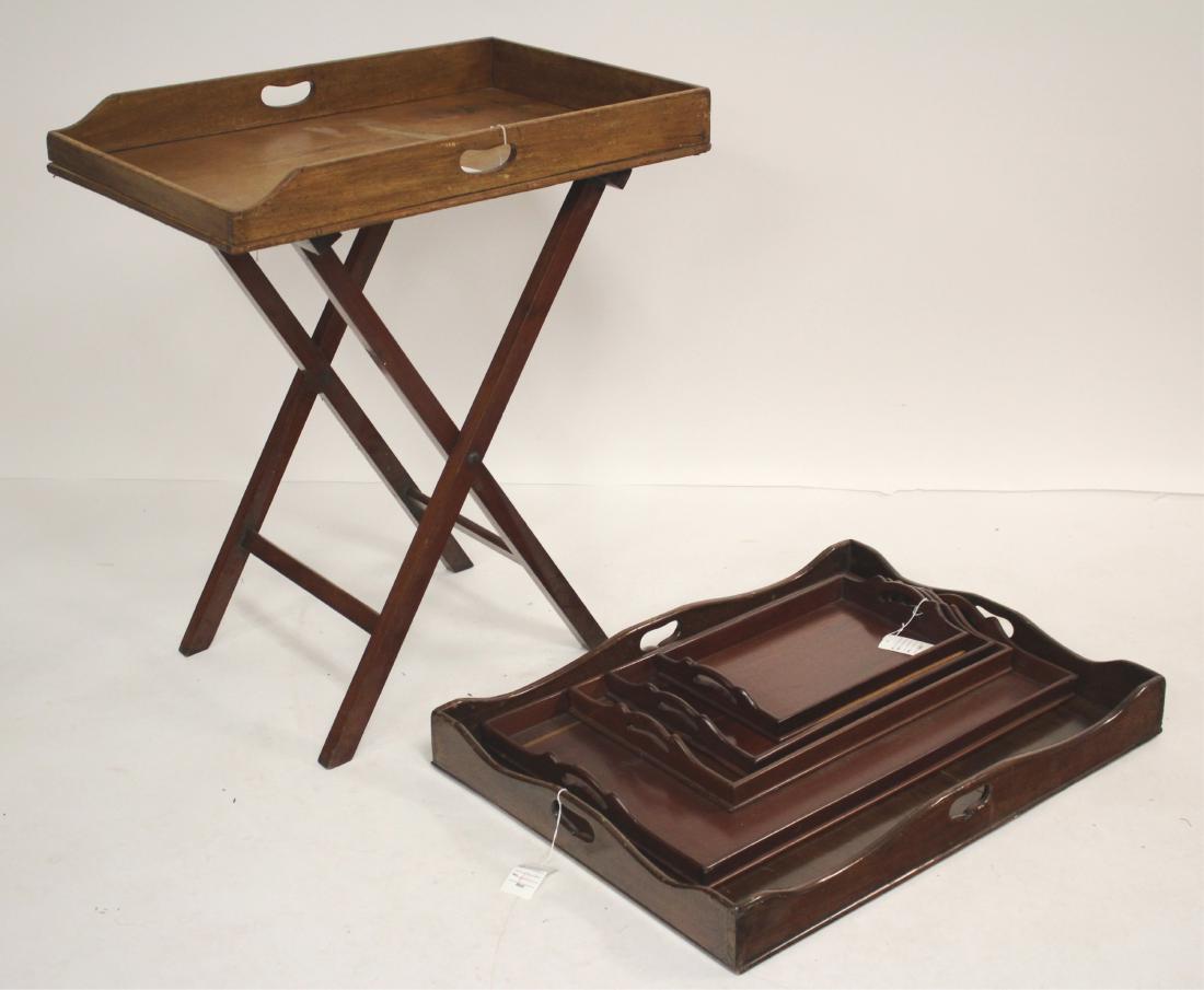 Mahogany Butlers Stand + Trays (1 of 4)