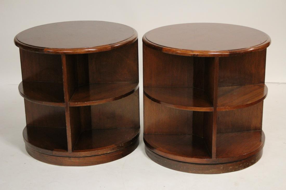 Pr. of Bench Made Swivel Bookcase Drum Tables (1 of 3)