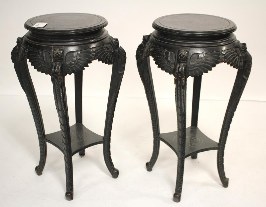 Pair of Black Lacquered Asian Pedestals (1 of 4)