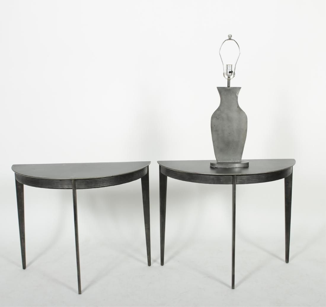 Pair of Contemporary Steel D-Shape End Tables (1 of 6)