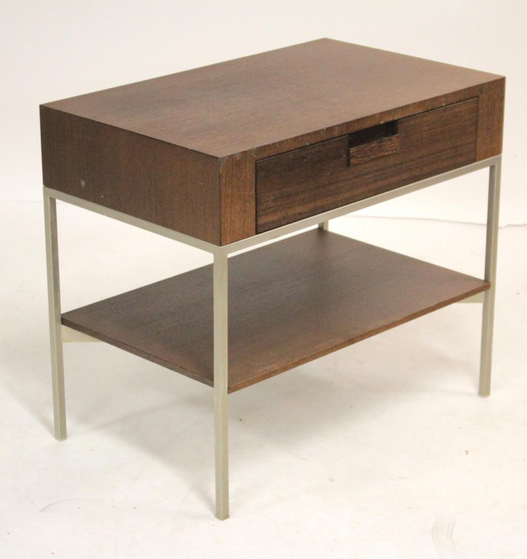 Mid Century Modern Side Table: Faux wood and aluminum legs. Dimensions: 22 H x 25 L x 16 D (MIKA6463)(WT)