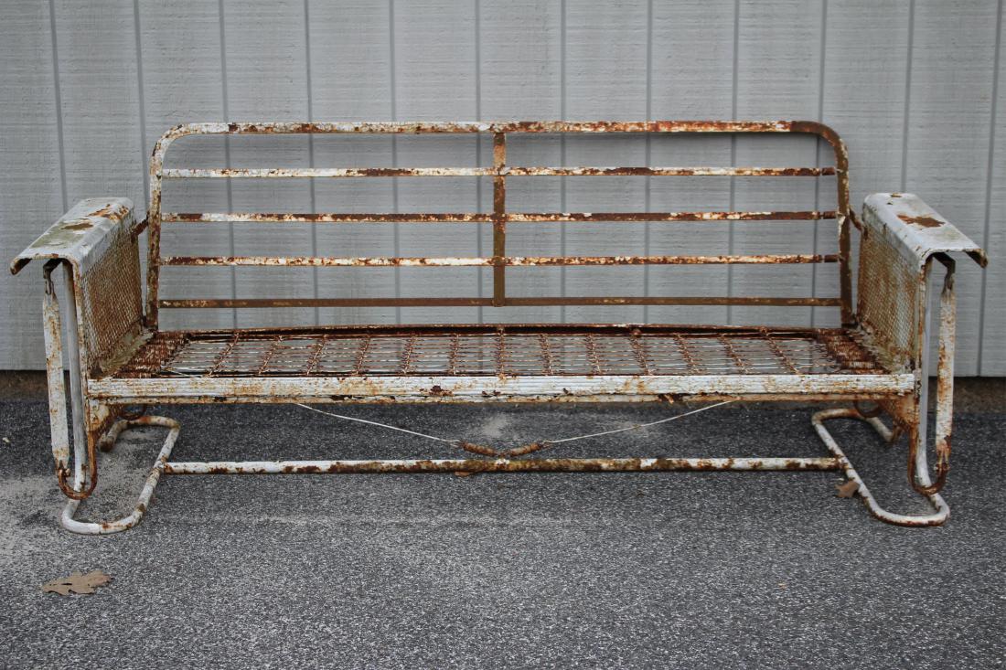 Vintage Metal Painted Glider Sofa: Vintage Metal Painted Glider Sofa Dimensions: 29"H x 78"W x 33"D (MORT6169)(MM)