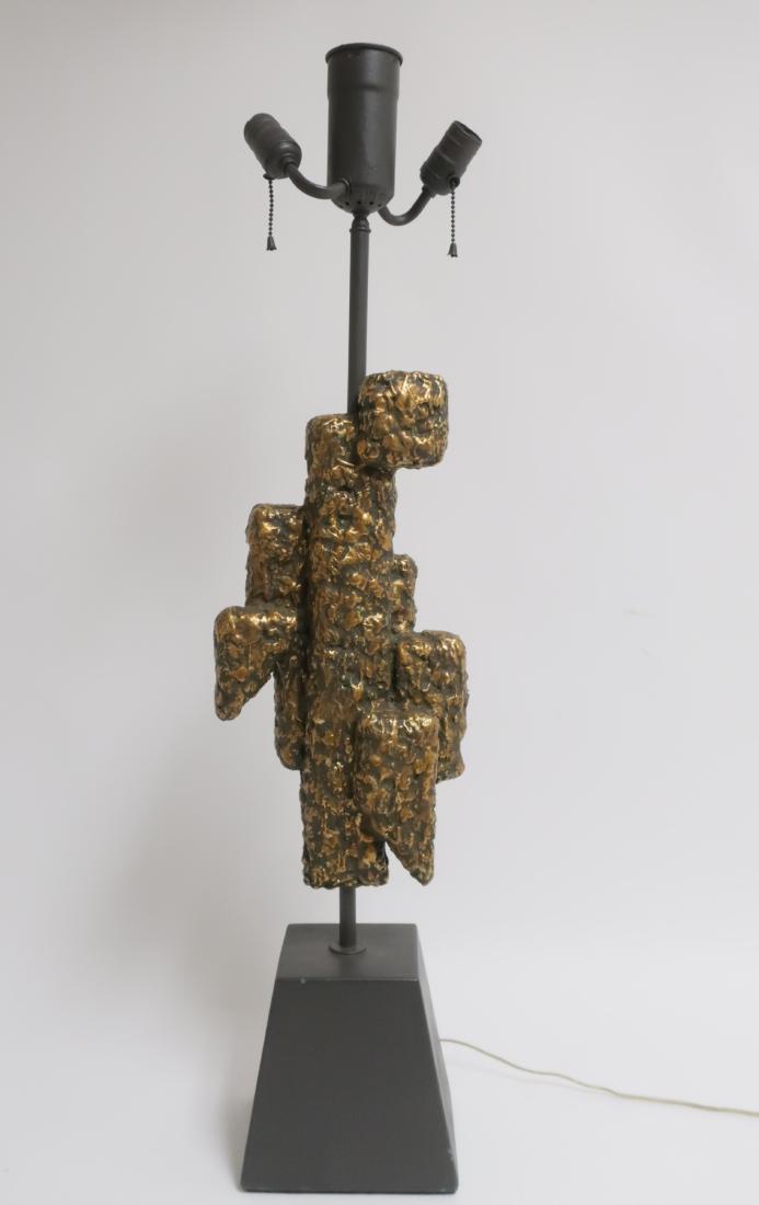 Brutalist Free Form Lamp: Gilt plaster. Dimensions: Sculpture 18.5 H x 9 W Overall 39 H (BLYTH6212)(WT)