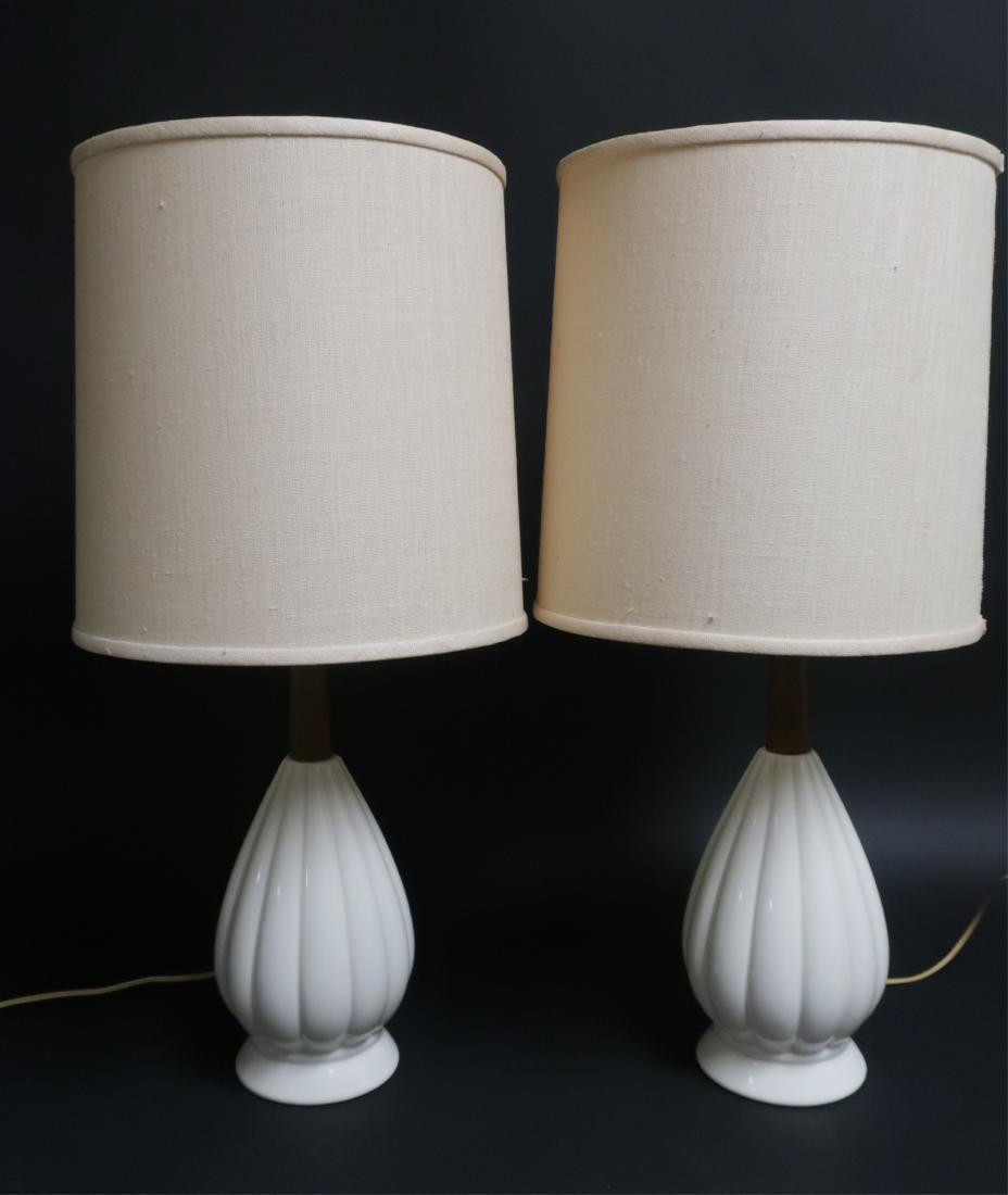 Pr. of Danish Modern Style Wood/Ceramic Lamps (1 of 4)