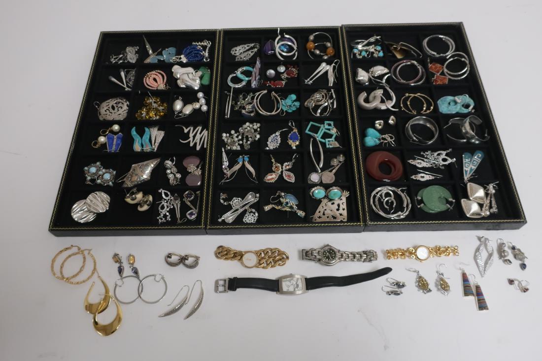 Large Lot of Sterling Costume Earrings (1 of 5)