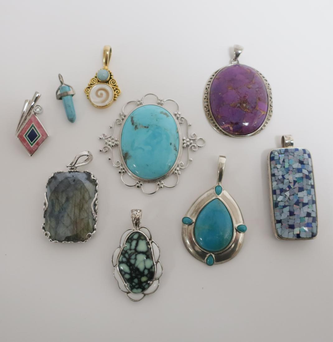 Lot of Sterling & Hardstone Pendants (1 of 5)