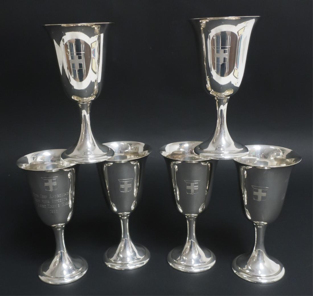 Set of 6 Sterling Silver Pedestal Goblets by Alvin (1 of 5)