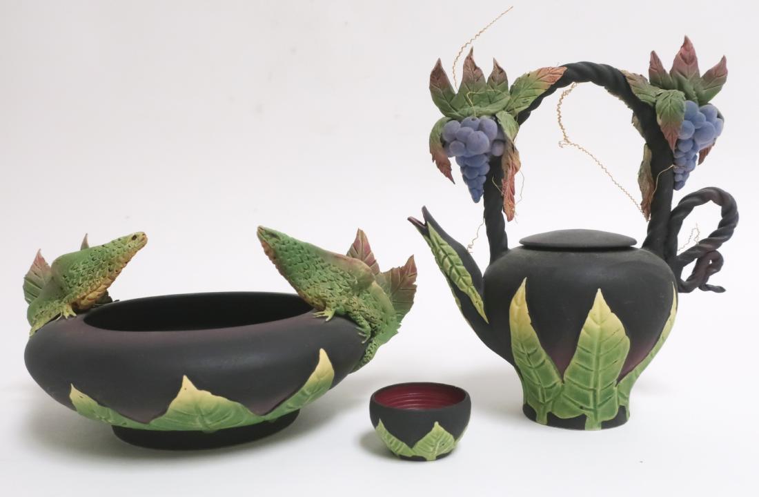 Nancy Adams Art Pottery Tea Set and Bowl (1 of 5)