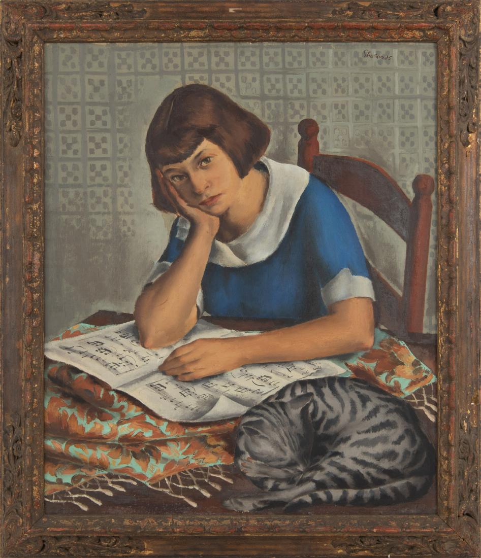 Anatol Shulkin, Girl, Cat and Music, O/C 1935 (1 of 7)