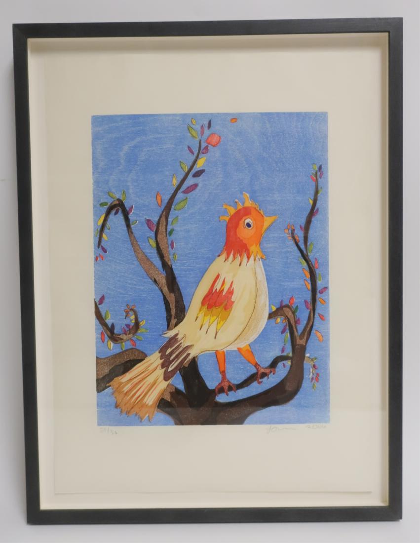 Laura Owens, Untitled Bird Woodcut (1 of 4)