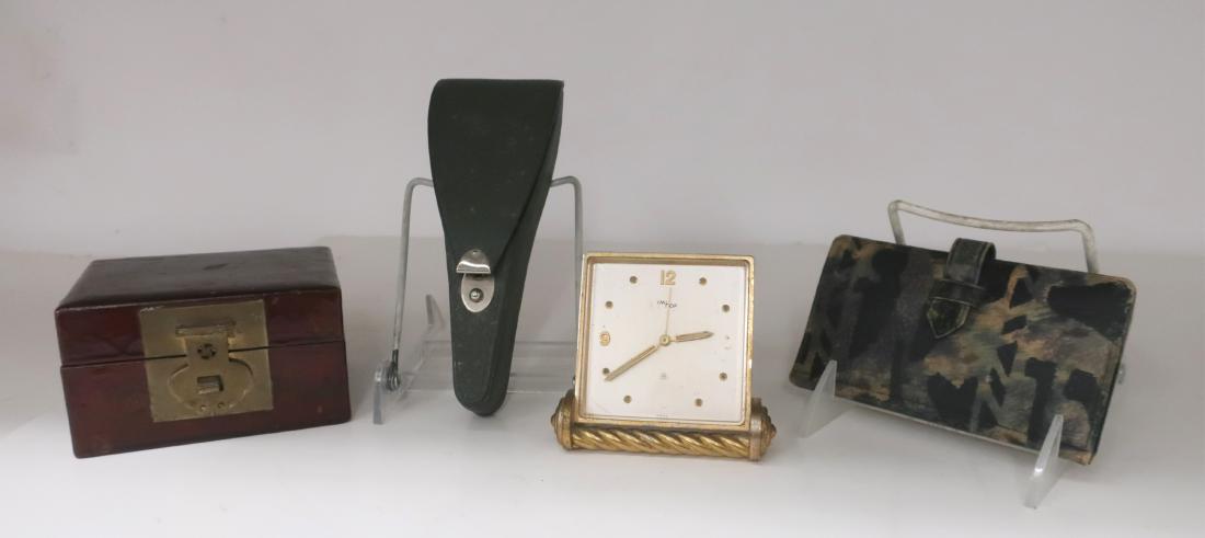 Sewing Lot, Alarm Clock, Texas Cavaliers Medal: Texas Cavaliers Medal, bronze 1966. Plus scissors, needles, brass plated buttons & small Imhof alarm clock clock; 3.5 x 3.5 QWID7020/lot WT