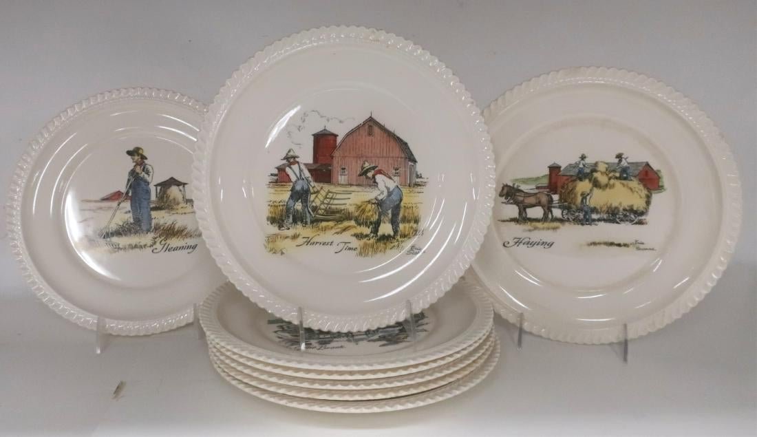 Eric Sloane Designs Dinner Plates Delano Studios: 8 Dinner plates after Eric Sloane designs, by Delano Studios 10" dia QWIND7021/8 WT