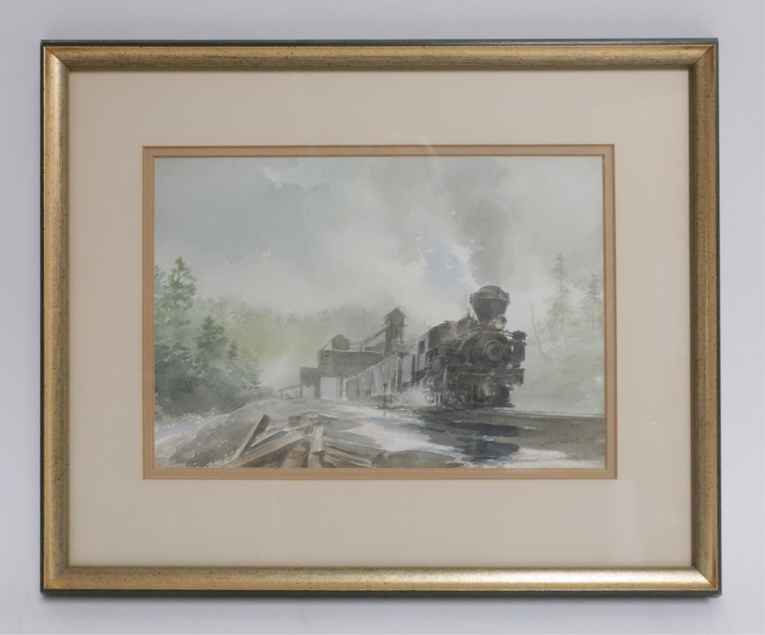 Ted Rose, 1940-2002, Locomotive Watercolor: Signed and dated '85 image; 7 by 10. frame; 12 by 15 QWIND7039 wt