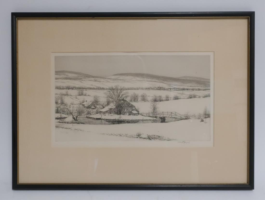 Kerr Eby, 1889-1946, House in Snow: Signed lower right. 7 by 12.75 frame; 14.5 by 19.75 QWIND7041 wt