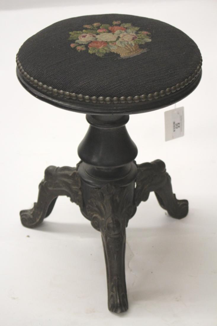 Piano Stool, Cast Iron Base: Adjustable Seat Height 18 h (down position) and 13 dia. QWIND7055 WT
