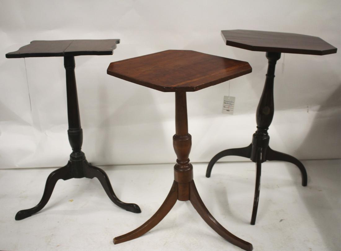 3 Tripod Tables: 2- Mahogany & 1-Cherry Tallest; 28 h by 17 dia QWIND7058/3 WT