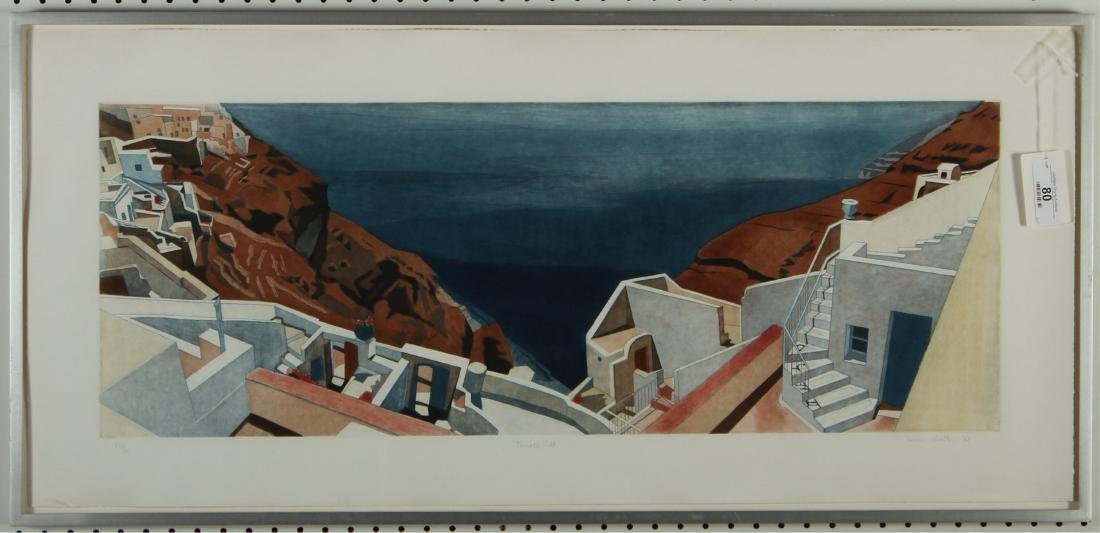 Susan Shatter, Terraced Tilt Etching: Susan Shatter (American 1943-2011) Terraced Tilt Etching. Signed lower right. 1980, 12/50 13 x 35 Framed: 20 x 42.25 MTHM780 MM