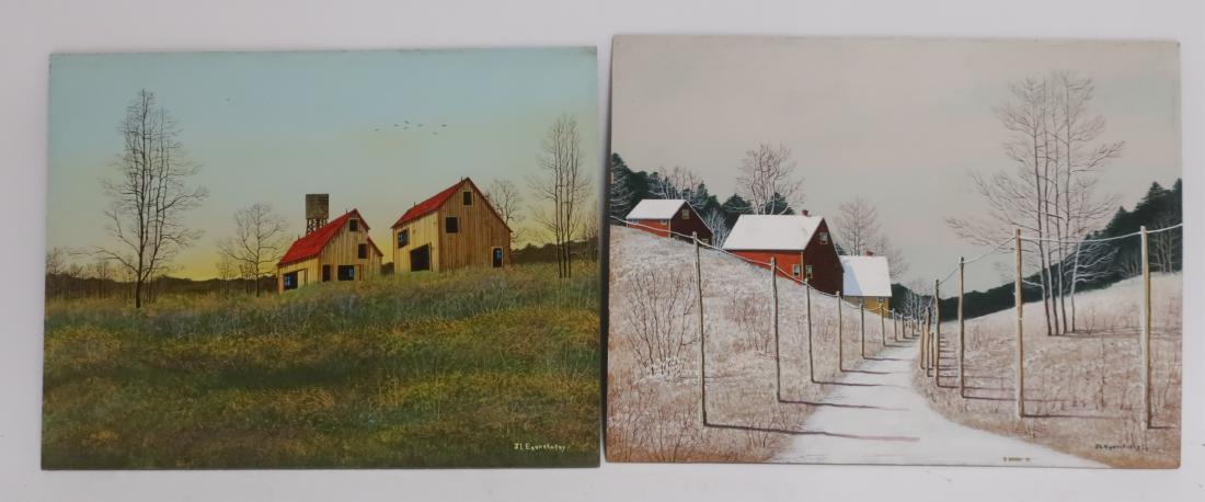 John Lewis Egenstafer, 2 Paintings, O/M: John Lewis Egenstafer (American b. 1943) 2 Paintings, oil on masonite 12 x 16, no frame HEAR7183/2 MM