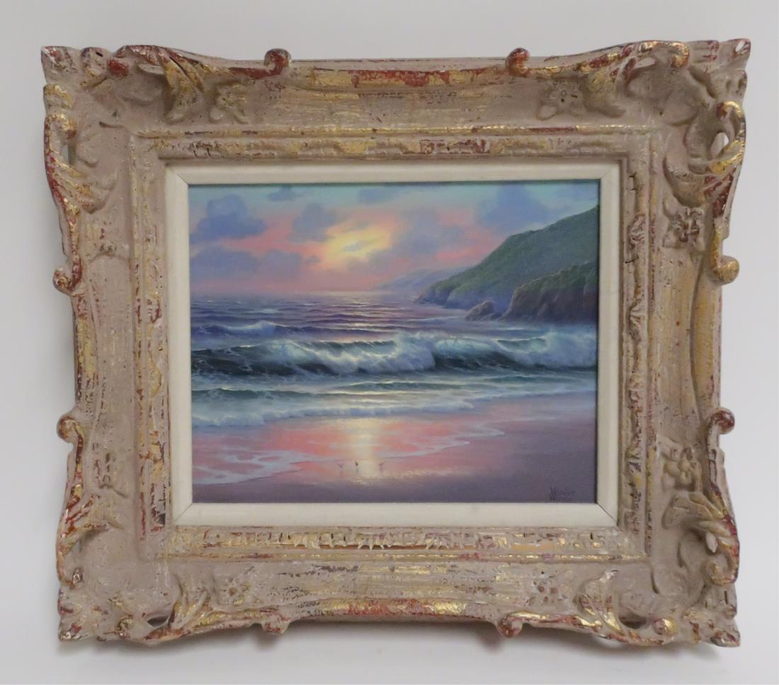 Maurice Meyer, Sunset Over The Headlands, O/M: Maurice Meyer, American, b.1936, Sunset over the Headlands, oil on masonite 8 x 10, framed 13 x 15 HEAR7186 MM