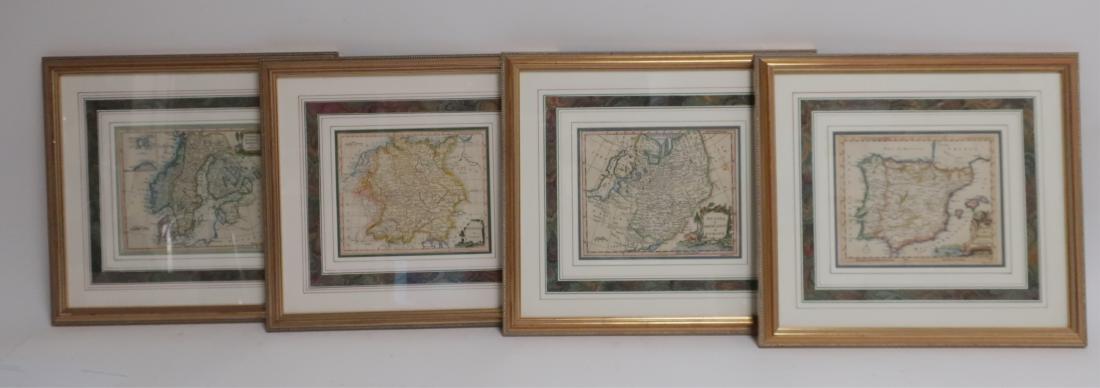 4 Framed Maps, 18th C., Kitchin & Jefferys: Four 18th C. Small Framed Maps includes Sweden, Denmark, Norway, Finland, Spain and Portugal by Thomas Kitchin and Thomas Jefferys 7 1/2 x 8 1/2 , framed 16 x 17 1/2 CLAN7190/4 MM