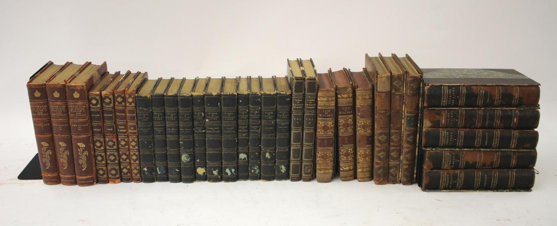 Leather Bound Books Partial Sets: 19th C. leather bound books, partial volume sets, to include: -The Private Lives of The Kaiser Wm II & his Consort, JR Smith, NY, 3 vol bibliophile edition #30 of 500. - The Tour of Doctor Syntax, 3 v