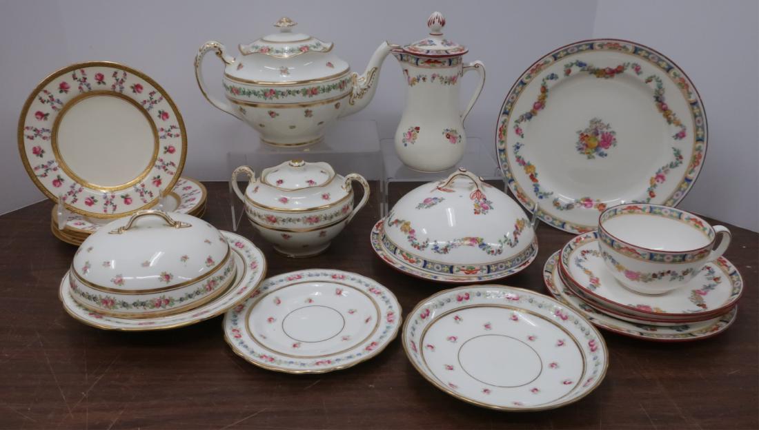 Various English Porc Pieces, Minton, Cauldon: 18 pcs. Minton partial breakfast set, 4 Minton butter plates, and a Caludon partial breakfast set. Taller pot; 6.5 h Largest plate; 7.75 dia. ROCO7305/18 WT