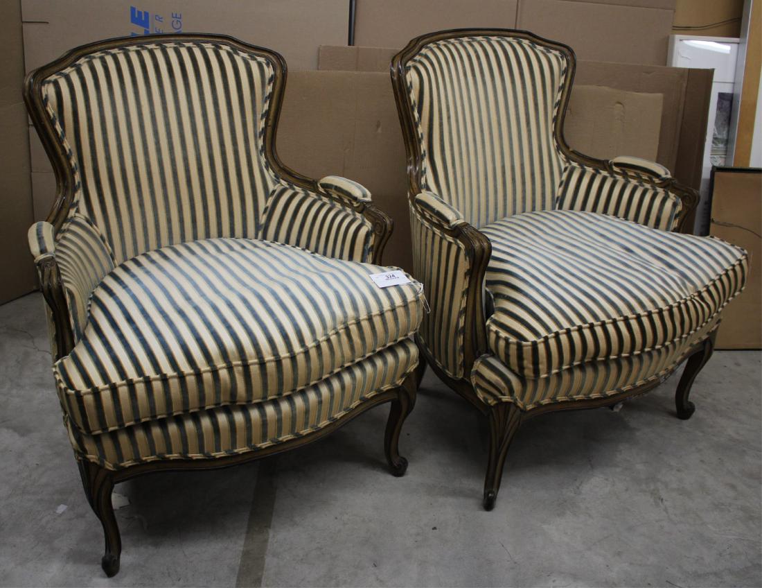 Pr. Louis XV Style Bergeres, Fruitwood Finish: 34 h by 28 w by 28 d by 18 sh ABAU7324/2 WT