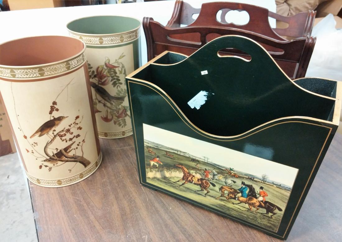 Painted Decoupage Canterbury & Waste Can: Painted Decoupage Office Accessories, includes 2 Canterburies and 2 waste cans Canterburies 16"H, waste cans 13"H ROCO7381 MM