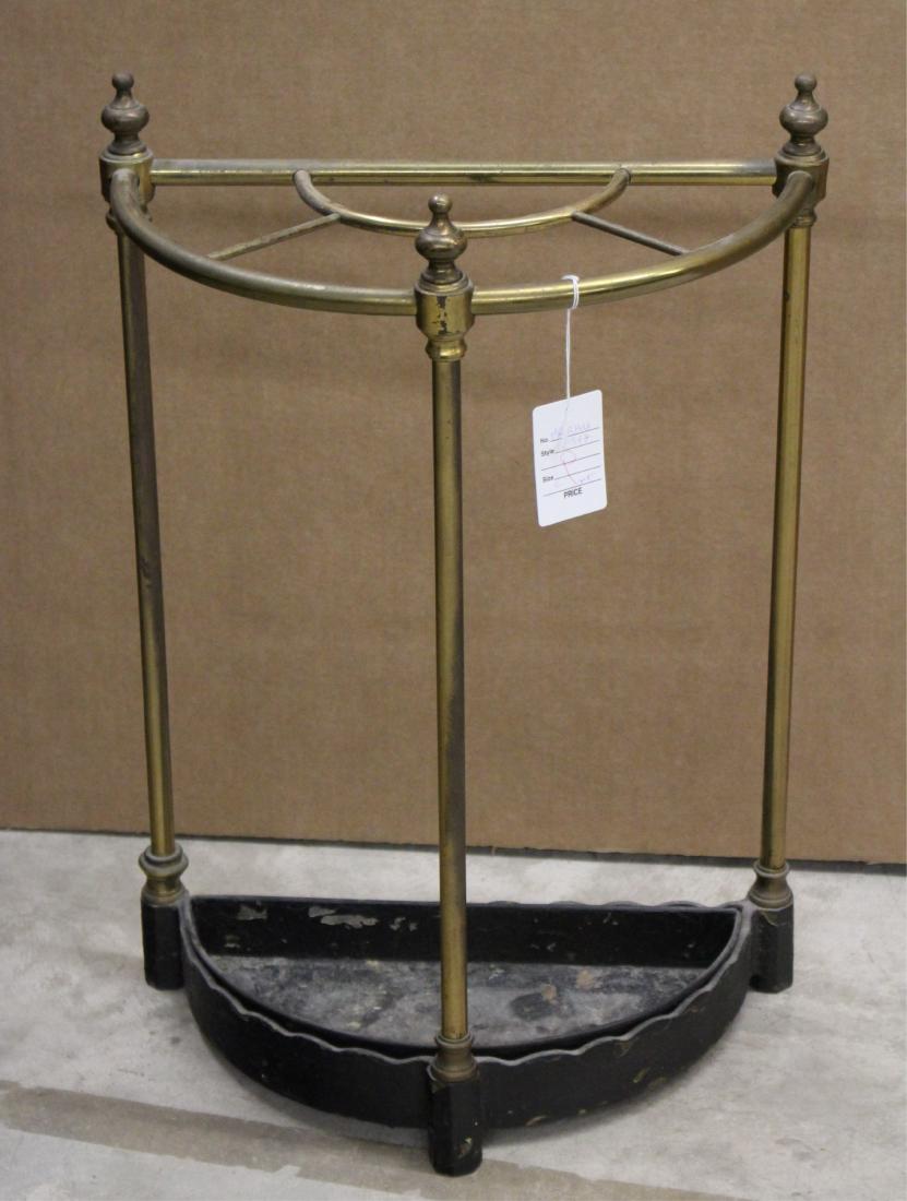 Brass & Iron D-Shape Umbrella Stand: 25 h by 17 w by 9 d ABAU7397 WT