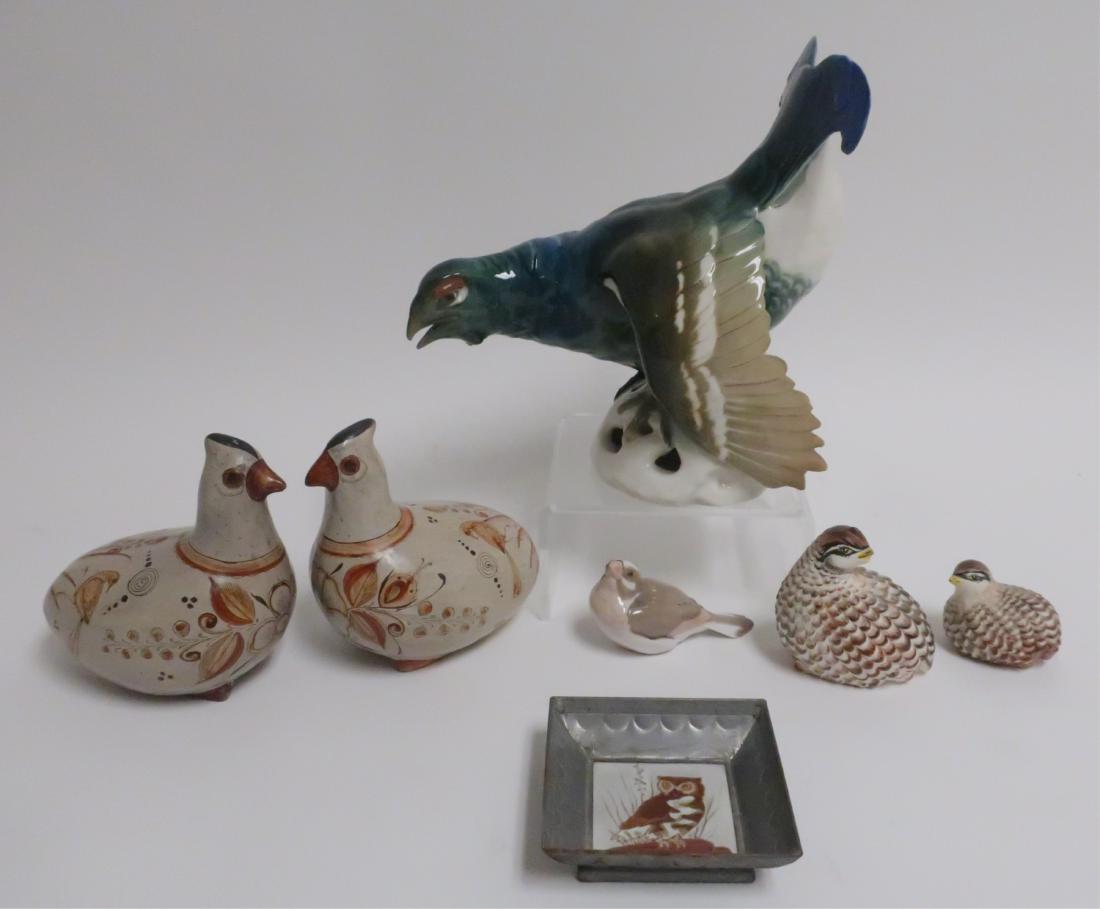 7 Porcelain, Ceramic Figures of Birds,1 Rorstrand: 7 Porcelain ,Ceramic Figures of birds,1 Rorstrand porcelain glazed game, 2 signed Madelaine Ryan quail along with others Rorstrand 10 1/2 x 10 1/2, tpo small quail 3 x 3 ROCO7484/7 MM